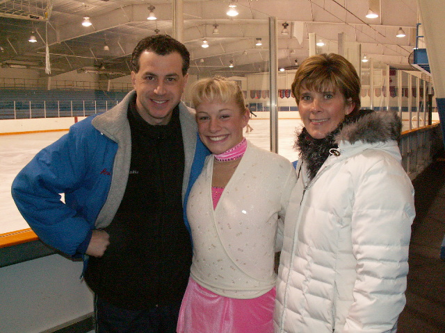 Amy Laser with coaches Andre Torossian and Hollie Head-Campagna